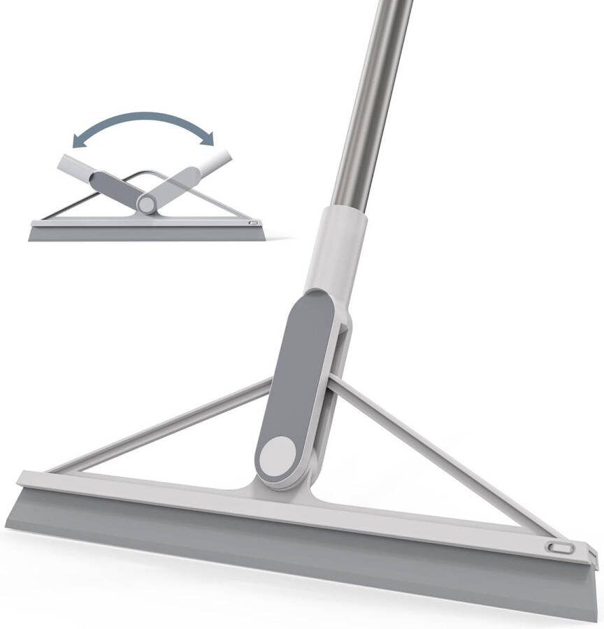 Siliconen waterschuiver vloer douchewisser met steel 156 cm vloertrekker douche raamtrekker grijs