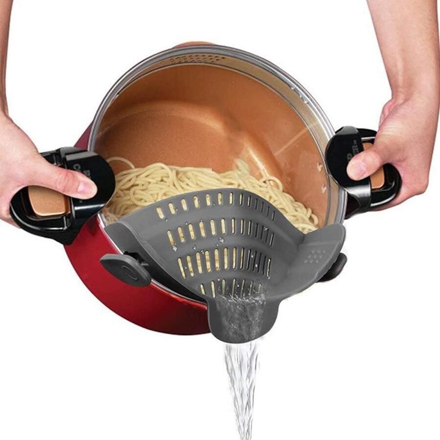 Siliconen zeef keukengerei pannenzijafdruiper hangende waterzeef vaatwasmachinebestendige keukenzeef huishoudzeef voor spaghetti en groenten lekvrije afdruipzeef