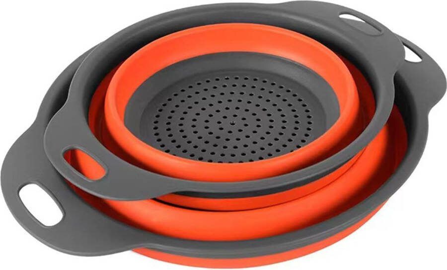 Siliconen zeef opvouwbaar 2 stuks zeef opvouwbare zeef opvouwbare kom camping grote opvouwbare zeef voor het afdruipen van pasta groenten fruit oranje kleur