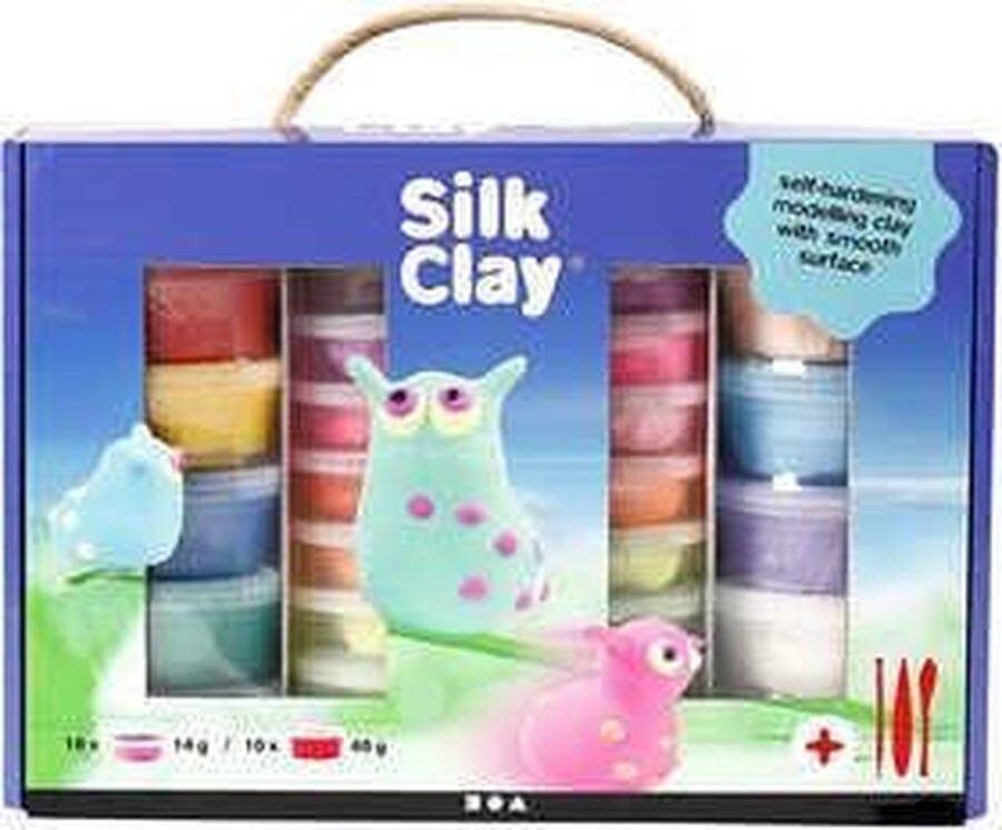 Silk Clay Boetseerklei Klei Voor Kinderen Luchtdrogend Lichte Zachte Klei Set: 18x40gram 10x40gram 3 Boetseergereedschap In Cadeaudoos