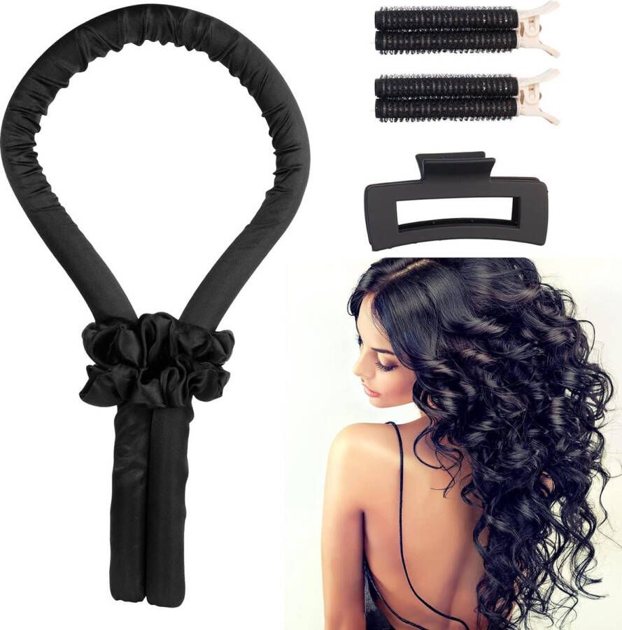 Silk Heatless Curls Band krulspelden krullen zonder hitte kapselset s nachts doe-het-zelf krullers antislip krullen zonder hitte met twee kleine haarspelden voor lang en middelgroot haar