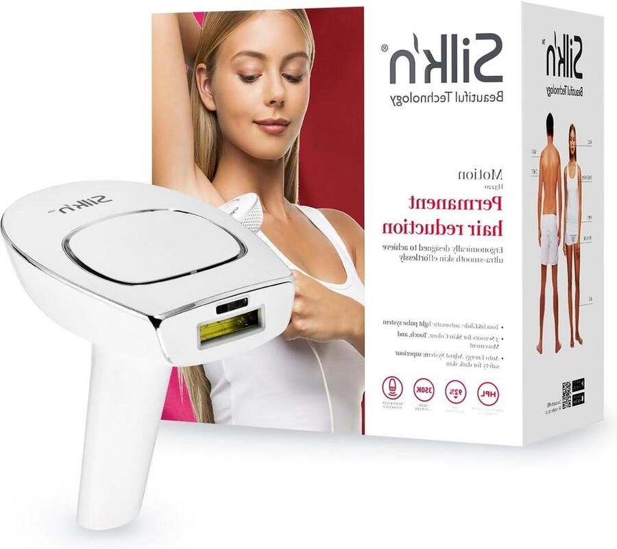 Silk'n Motion Premium IPL-ontharingsapparaat voor vrouwen en mannen met 600K lichtflitsen lichaam en gezicht HPL technologie alle huidskleuren Wit ontharingsapparaat