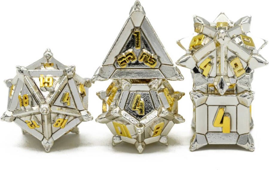 Genvi Games Genvi Metal dice Zilver met gouden letters (Pinwheel)