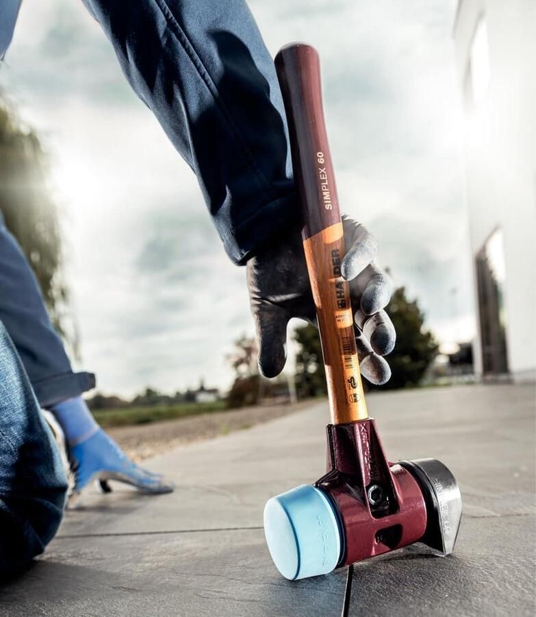 Simplex hamer met zacht blauw rubber en stand-up zwarte rubberen inzetstukken niet-marring 3012.26 USA