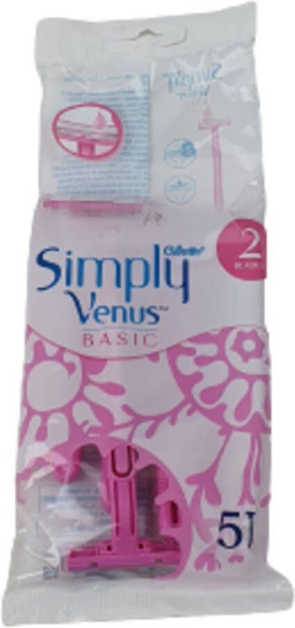 Simply Venus scheermesjes Basic Roze Multicolor Kunststof Metaal 5 Stuks Scheren Scheermesje Scheermesjes Hygiëne
