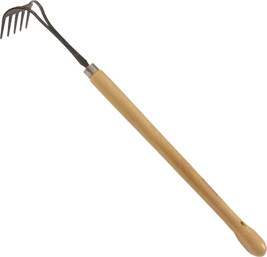 Sirocco Handgesmede Handhark met Beukenhouten Knopsteel (48 cm) Tuingereedschap voor Onkruidverwijdering Duurzaam en Ergonomisch