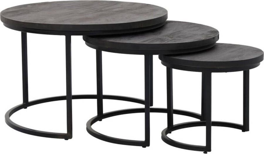 Salontafel set rond Sisaket Zwart Rond 75x75cm Hoogte 48 cm