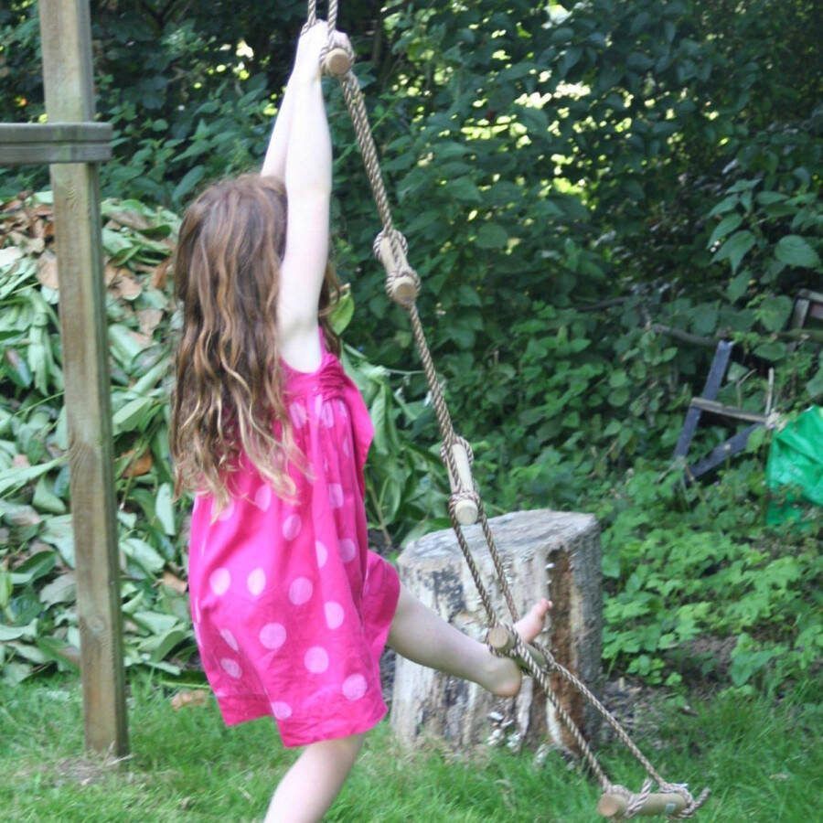 Six-Rung Touwladder Van Hout Duurzaam 1000 kg Draagvermogen 204 meter Max. Hoogte