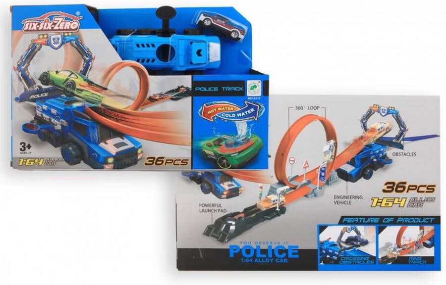 Six-six-zero Police Track 36 pcs racebaan met looping en van kleur veranderende auto