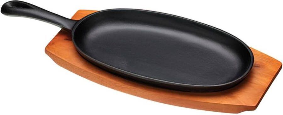 Sizzling Plate Aziatische Stijl Houten Serveerplank Gietijzer 345 x 145 x 35 Centimeter