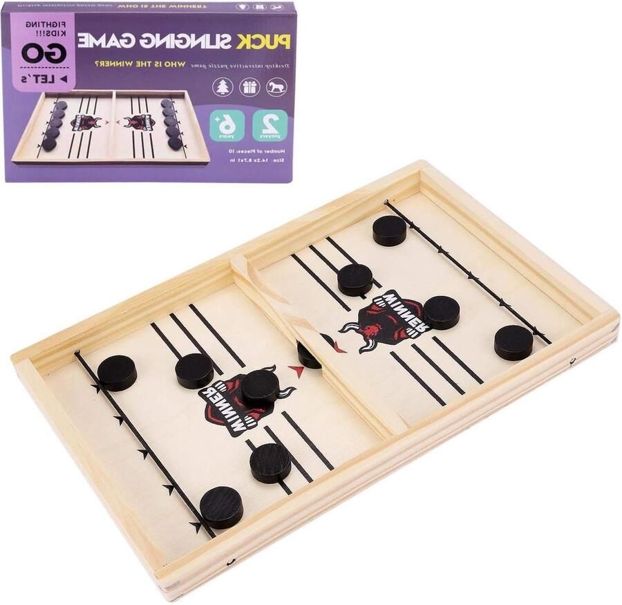 Sjoelbak Fast Sling Puck Game draagbaar ijsbal-vechtspel bouncing hockey bordspel tafelspel voor kinderen en ouders