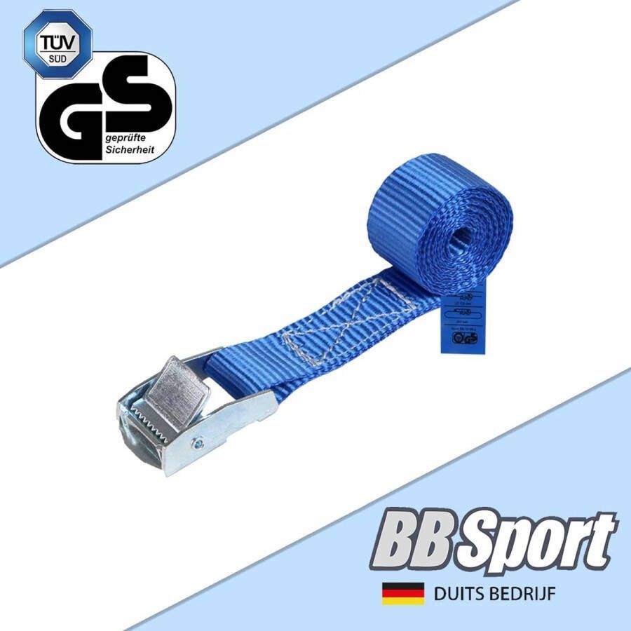 Sjorband spanband bevestigingsband met klemgesp blauw beschikbaar in verschillende lengtes en hoeveelheden draagvermogen tot 250 kg DIN EN 12195-2 4 stucks 2.5 cm x 1 m