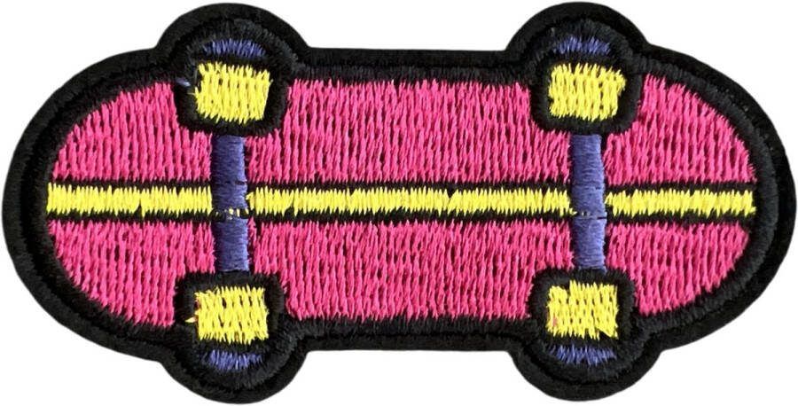 Skateboard Strijk Embleem Patch 7.4 cm 3.8 cm Roze Geel Zwart Paars