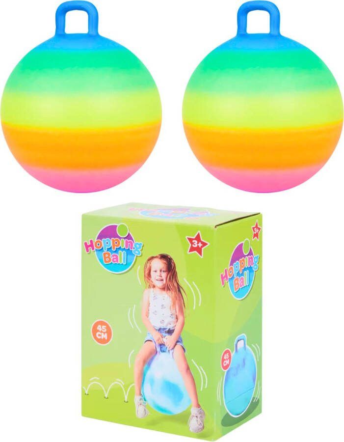 Skippybal Regenboog 2 Stuks 45 cm Vanaf 3 jaar Buiten Speelgoed Jongens Meisjes Buiten Speelgoed Buitenspeelgoed Tuin Springbal Stuiterbal Kinderspeelgoed Sport & Spel