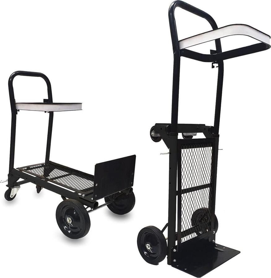 SKK-120S 2-in-1 steekwagen met 4 wielen voor zware belasting zwart