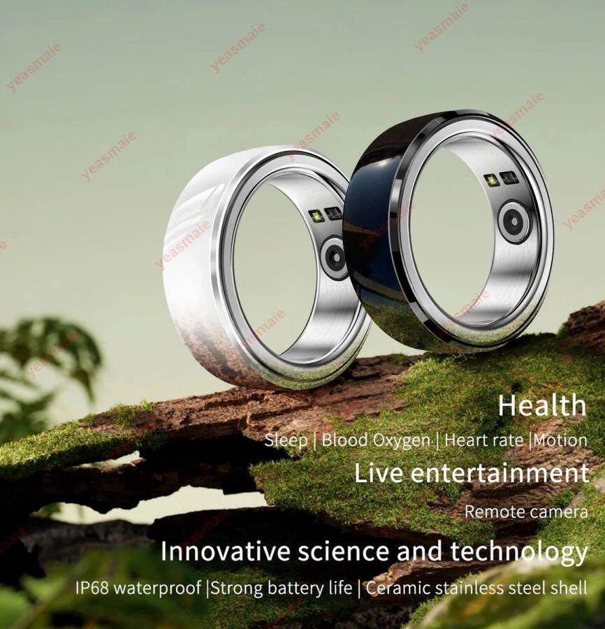 Slaaphulp Mode Gezondheid Monitoren NFC Smart Ring Hartslag Bloed Zuurstofthermometer Fitness Tracker Slimme Vinger Ring Digitale Ring Zilver