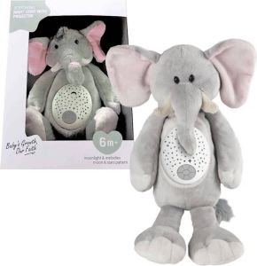 Slaapknuffel baby olifant sterrenprojector hartslag ruis muziek nachtlampje