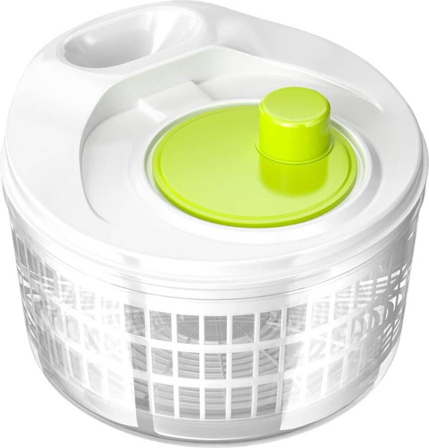 Slacentrifuge met deksel keukenhulp sladroger voor het wassen en drogen van salade slacentrifugeren met zwengelaandrijving en 3 liter slakom en zeef groenten en fruit