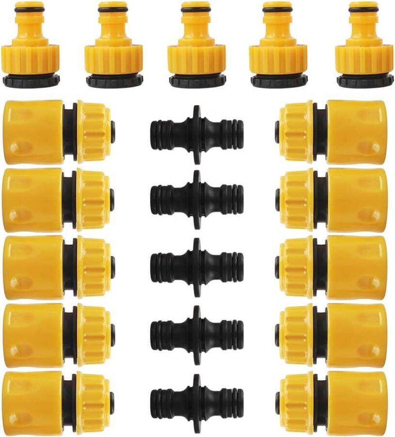 Slangverbinders 20 stuks 1 2 inch snelkoppeling dubbele stekker slangkoppeling 1 2 inch en 3 4 inch kraan slangaansluiting voor tuin en huis waterkraan