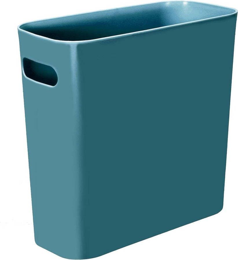 Slanke herbruikbare vuilnisbak met handgrepen voor thuiskantoor 55 l groenblauw