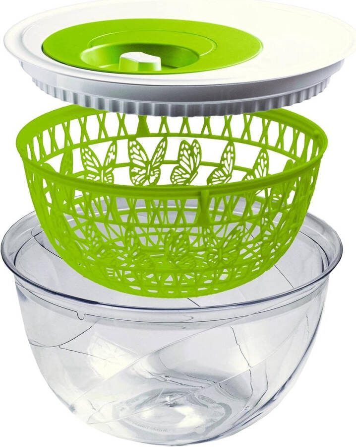 Slazwierder 100% BPA-vrij 4 l Madame Butterfly Slacentrifuge Made in Italy Wit en Groen 4 Stuks