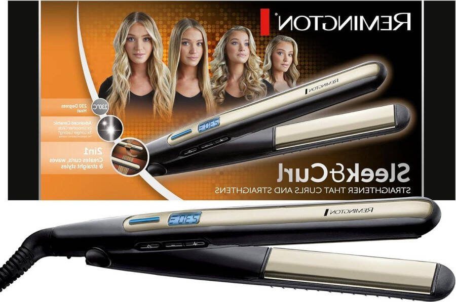 Sleek & Curl 2-in-1 Stijltang Keramische Coating Steilen & Krullen Alle Haartypes 150-230 ° C LCD Display