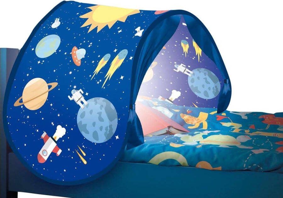 Sleepfun Tent Warme Kinder Pop-Up Decoratieve Structuur voor Kinderbed Accessoires met Nachtlampje voor Kinderkamer Blauwe Kleuren
