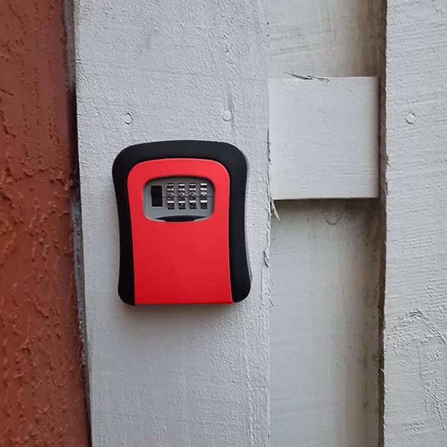 Sleutelkast met cijfercode sleutelkluis zwart-rood sleutelkluis sleutelbox voor wandmontage voor sleutels of kleine waardevolle voorwerpen sleutelkast met 4-cijferige code
