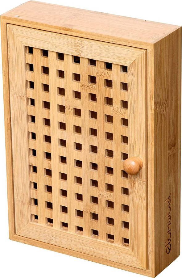 Sleutelkast van bamboe B19xH27xD6 cm met 8 sleutelhaken duurzaam FSC-gecertificeerd made aan de muur te monteren
