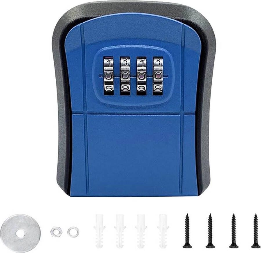 Sleutelkluis blauwe sleutelkluis met 4-cijferig wachtwoord slotslot afsluitbare sleutelbox wandmontage sleutelkast