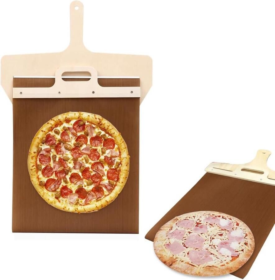 Sliding Pizza Peel verschuifbare pizzaschuiver de pizzaschuiver verschuifbare pizzaschep die pizza perfect overbrengt antiaanbaklaag met handvat vaatwasmachinebestendig -1