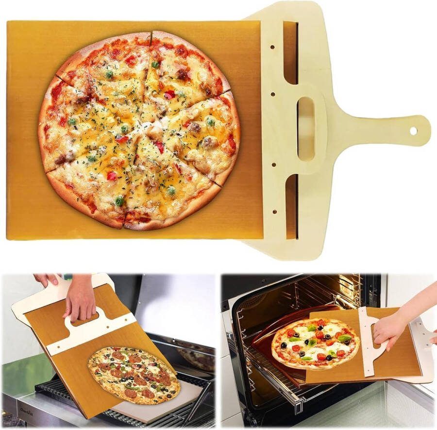Sliding pizzaschep 55 x 35 cm schuif pizzaschep van hout met handvat perfect overbrengt de pizzaschuiver voor zelfgemaakte pizza's bakken brood pizza accessoires