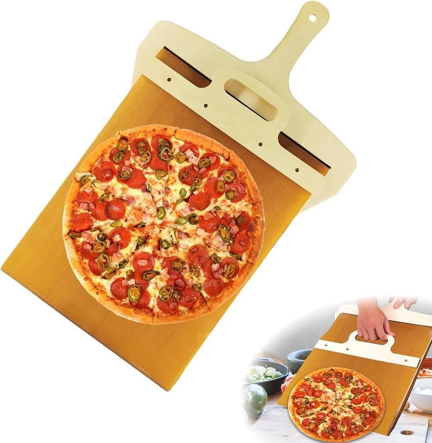 Sliding pizzaschep 55 x 35 cm verschuifbare pizzaschep perfect overgebracht schuif pizzaschep met antiaanbaklaag en handvat voor het bakken van zelfgemaakte brood
