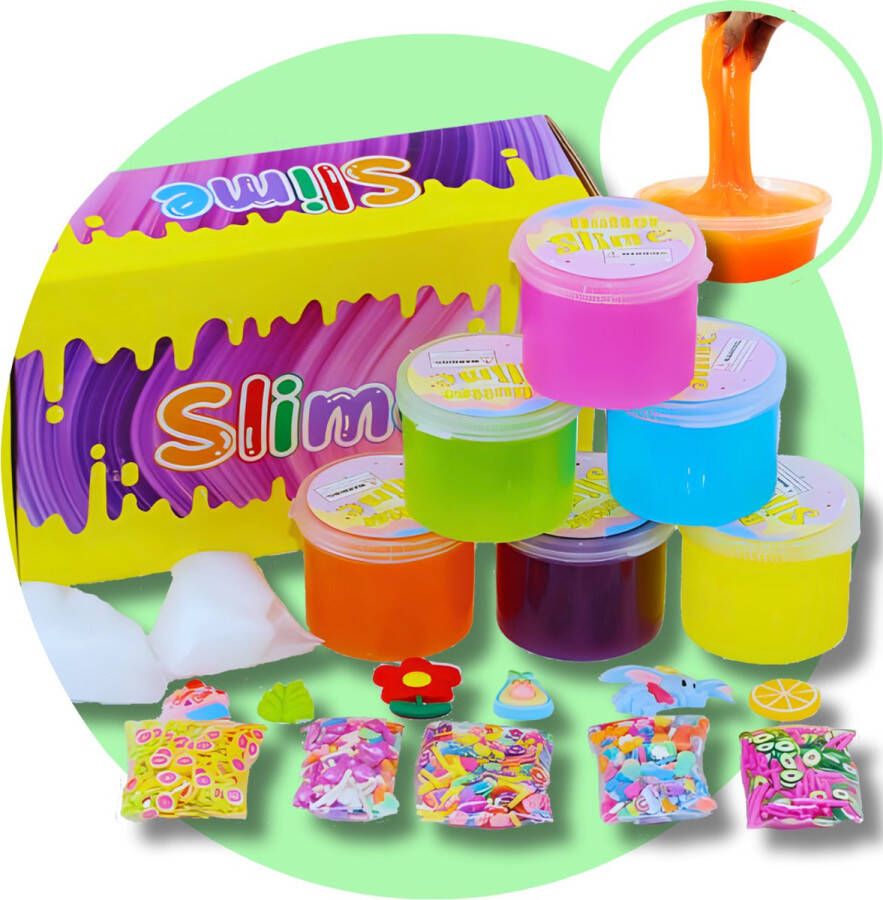 Roveli Slijm – Heldere Slijm – Slime – Speelslijm – 6 potjes – Extra Versieringen – Speelgoed voor kinderen – Educatief speelgoed