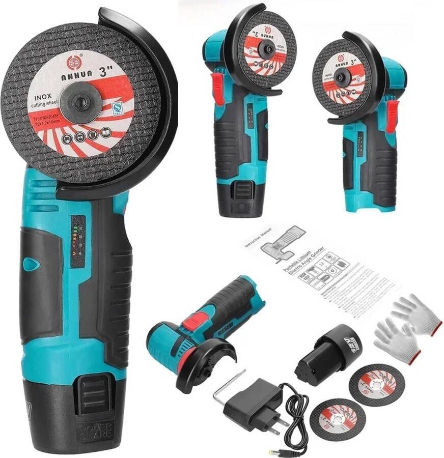 Slijpmachine Slijper Roterende Slijpmachine Roterende Slijper 350W 75mm Blauw 19500Rpm 1x Accu