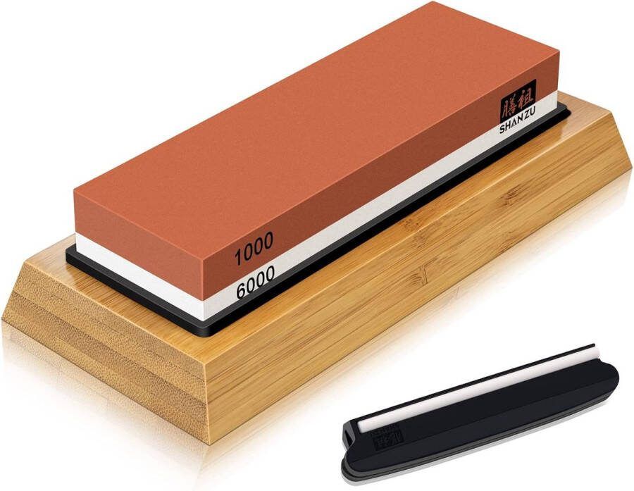 Slijpsteen Wetsteen Voor Professioneel 2-in-1 Dubbelzijdige Messenslijper Korrel 1000 6000 Met Anti-slip Siliconenhouder Voor Keuken Messen