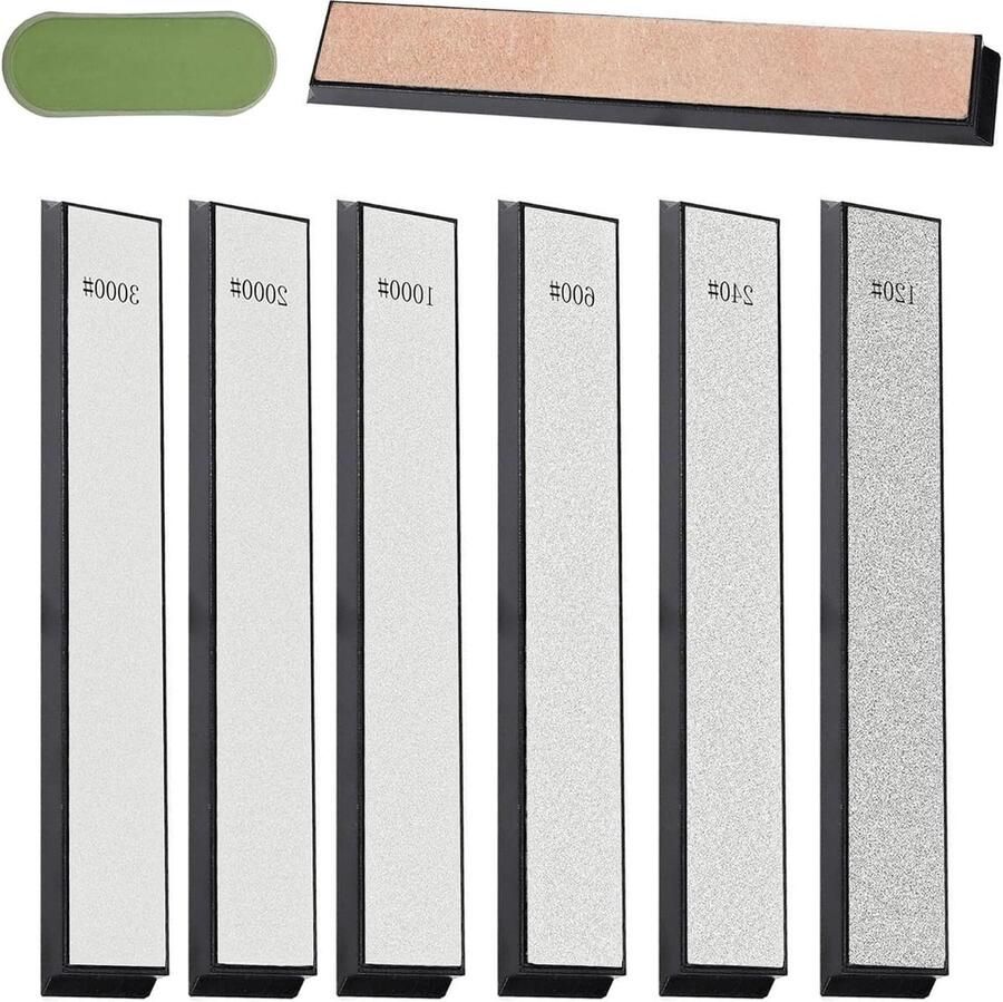Slijpsteenset 6 stuks diamantplaten 120 240 600 1000 2000 3000 korrel voor stevig schuine messenslijper professioneel
