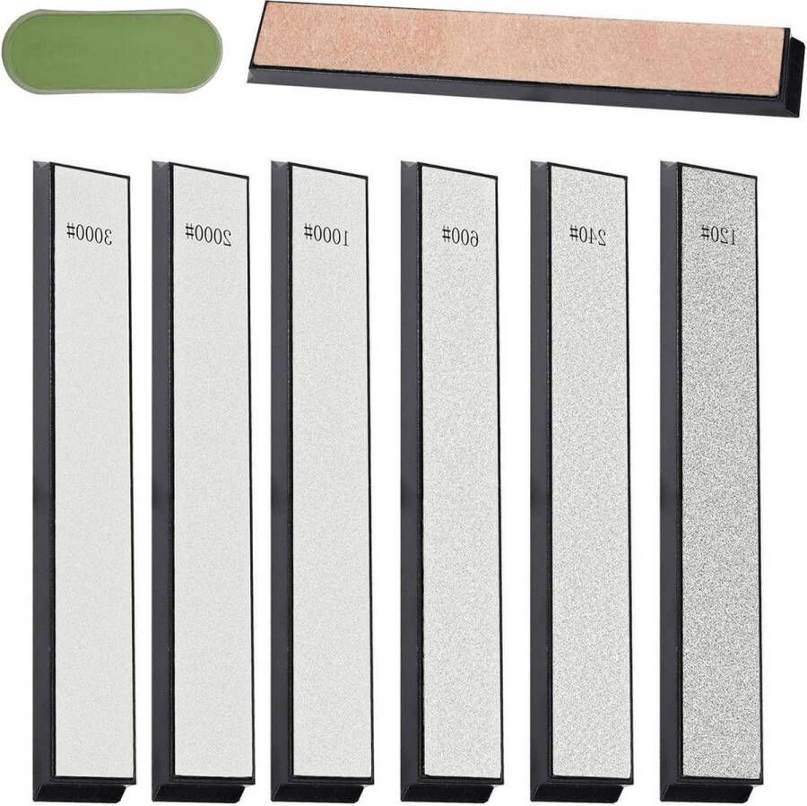 Slijpsteenset met 6 diamantplaten 120 240 600 1000 2000 3000 korrel voor stevig schuine messenslijper professioneel