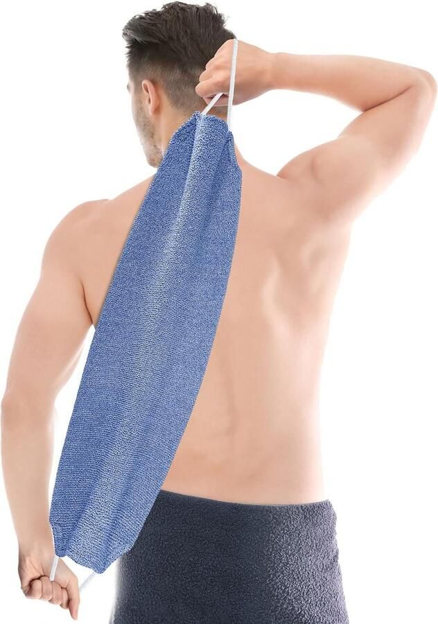 Slijtrugborstel voor bodyscrub dubbelzijdige badborstel rugscrubber natuurlijke douchelichaamsborstel met 2 handgrepen rugwashulpmiddel voor het verwijderen van dode huid
