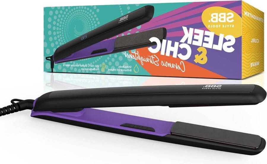 Slim & Chic Pro Digitale Keramische Stijltang Ultra Snel Opwarmen Variabele Warmtestanden Automatische Uitschakeling Macadamia- en Arganolie