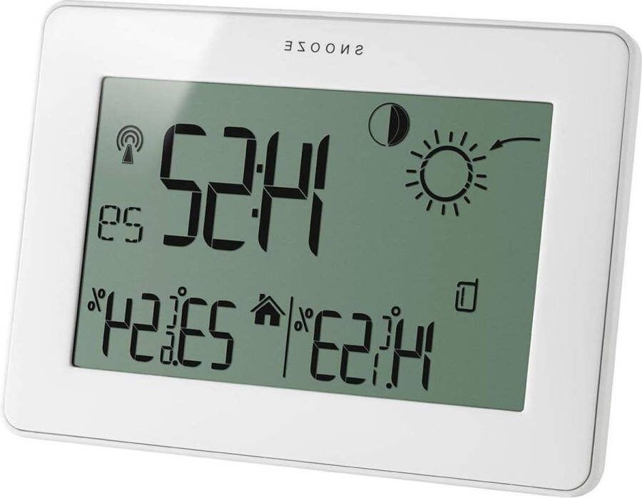 Slim Touch draadloos weerstation weersvoorspelling binnenklimaat buitentemperatuur luchtvochtigheid radioklok maanfase touchscreen weerstation met sensor
