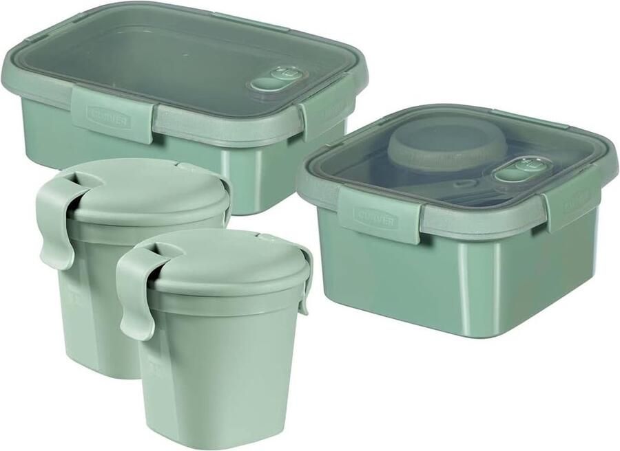 Slimme Kids voedselopslagcontainers set van 4 gemaakt van 100% gerecycled PP pastelgroen 1 x 1 l 1 x 1 l 2 x cup S
