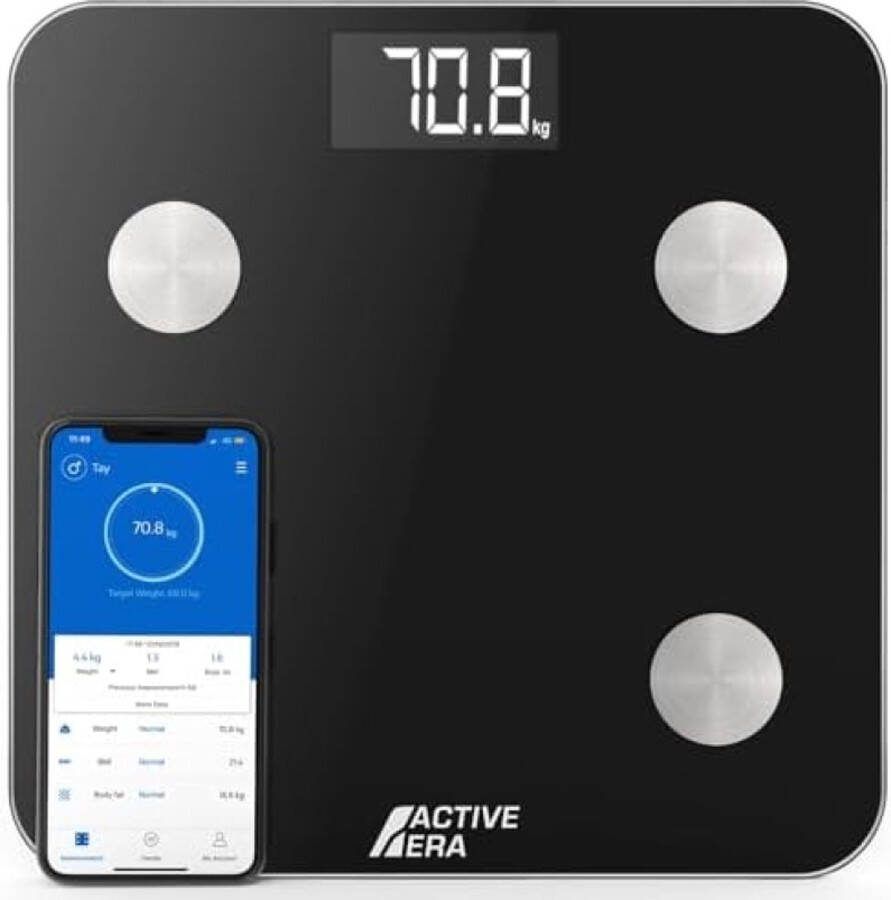 Slimme Weegschaal Lichaamsvet Meet Digitale Weegschaal met Bluetooth en 15 Essentiële Functies Exact Lichaamsgewicht BMI Visceraal Vet Gratis Smartphone-app