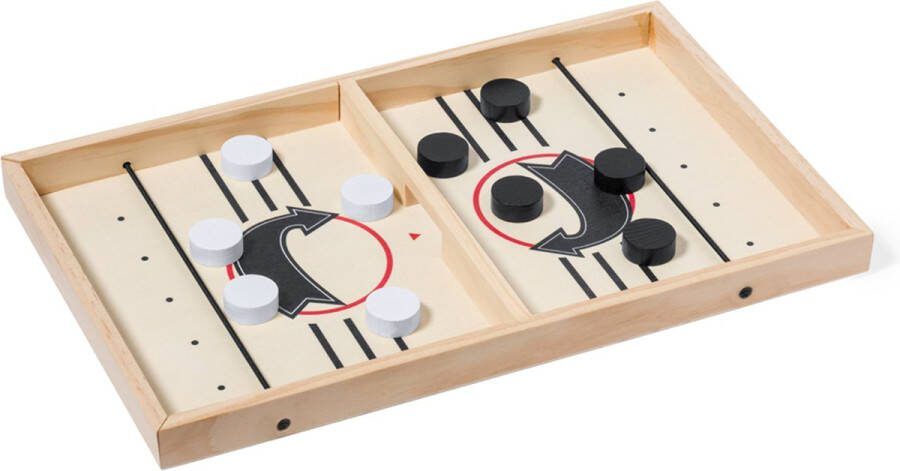 Slingpuck Game Speelgoed Slingshot Hockey Sjoelbak hout Bordspel Drankspelletjes 35 x 22 cm
