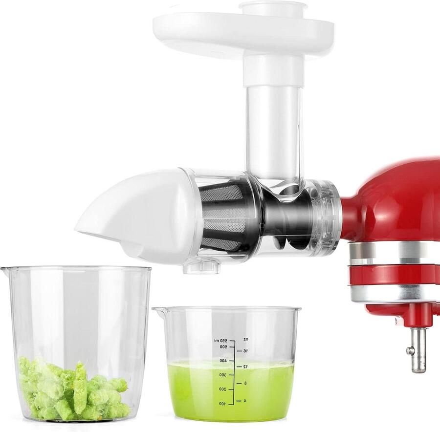 Slow Juicer Citrus Juicer Attachment Vegetable and Fruit Chew Accessories for All KitchenAid Stand Mixer (White)