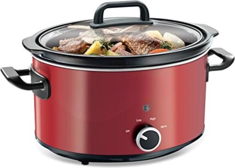 Slowcooker met Timer Slowcooker Elektrisch Slowcooker 6 5 Liter Slowcooker met Timer 4 Personen Rood