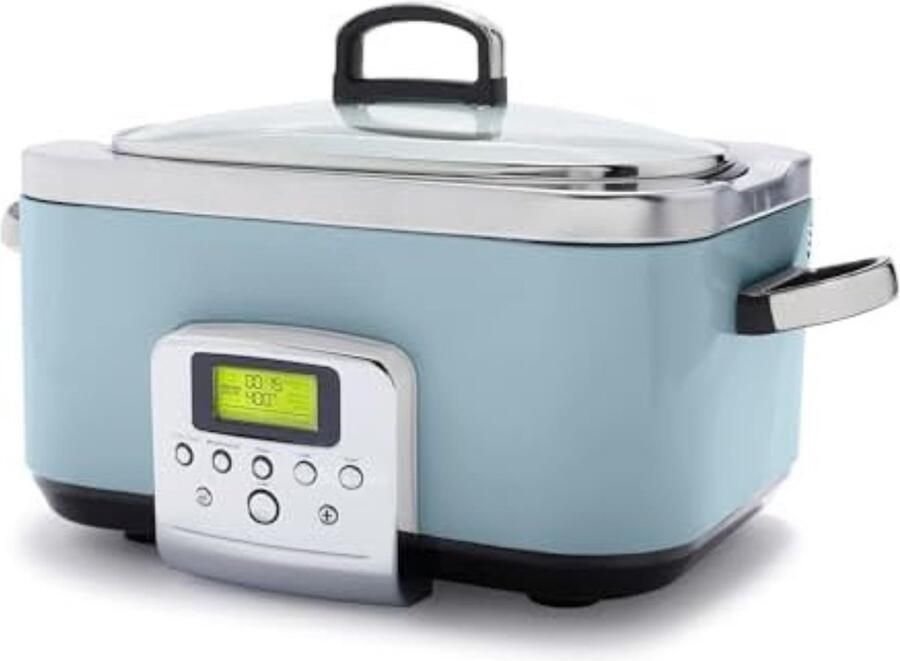Slowcooker met Timer Slowcooker Elektrisch Slowcooker 6 5 Liter Slowcooker met Timer 4 Personen Blauwe Nevel