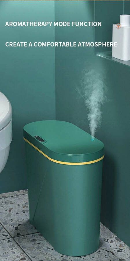 Smart Prullenbak 15 Liter Afvalscheiden Slimme Sensor Elektrische Afvalbak Aroma diffuser Groen