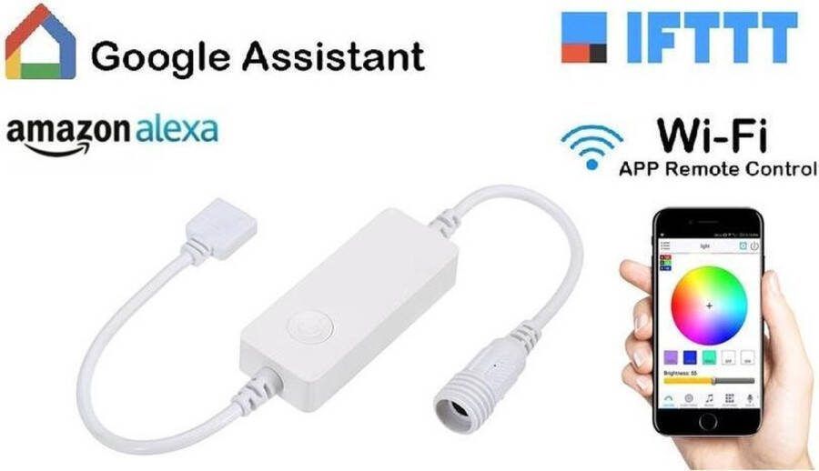Smart RGB WiFi LEDstrip controller-Bediening via app Google Home en Amazon Alexa