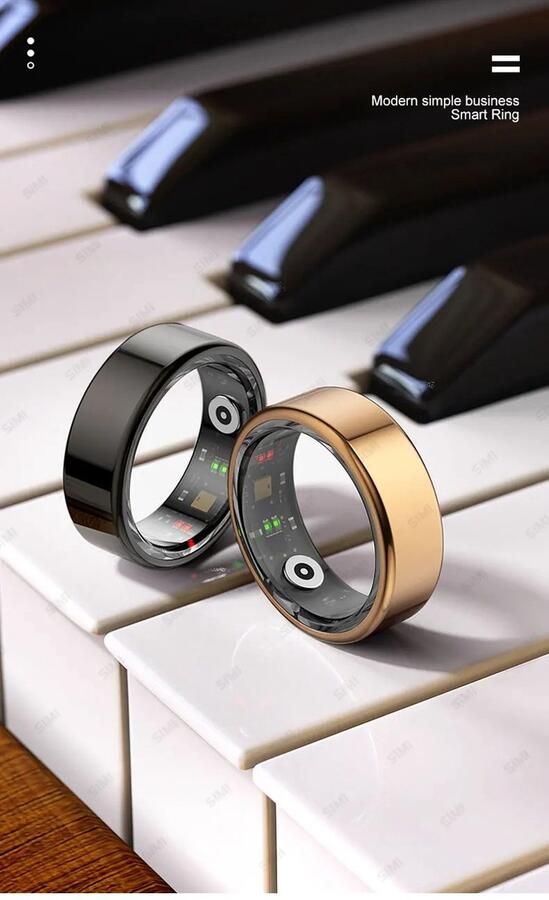 Smart Ring Mannen Vrouwen Hartslag Bloed Zuurstof Slaap Gezondheid Monitor Waterdicht Sport Activiteit Fitness Tracken Ring Voor Android IOS 2024 Zwart Maat 8: 56.9mm